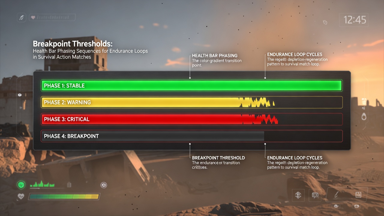In-game screenshot of phased health bar during endurance loop sequence
