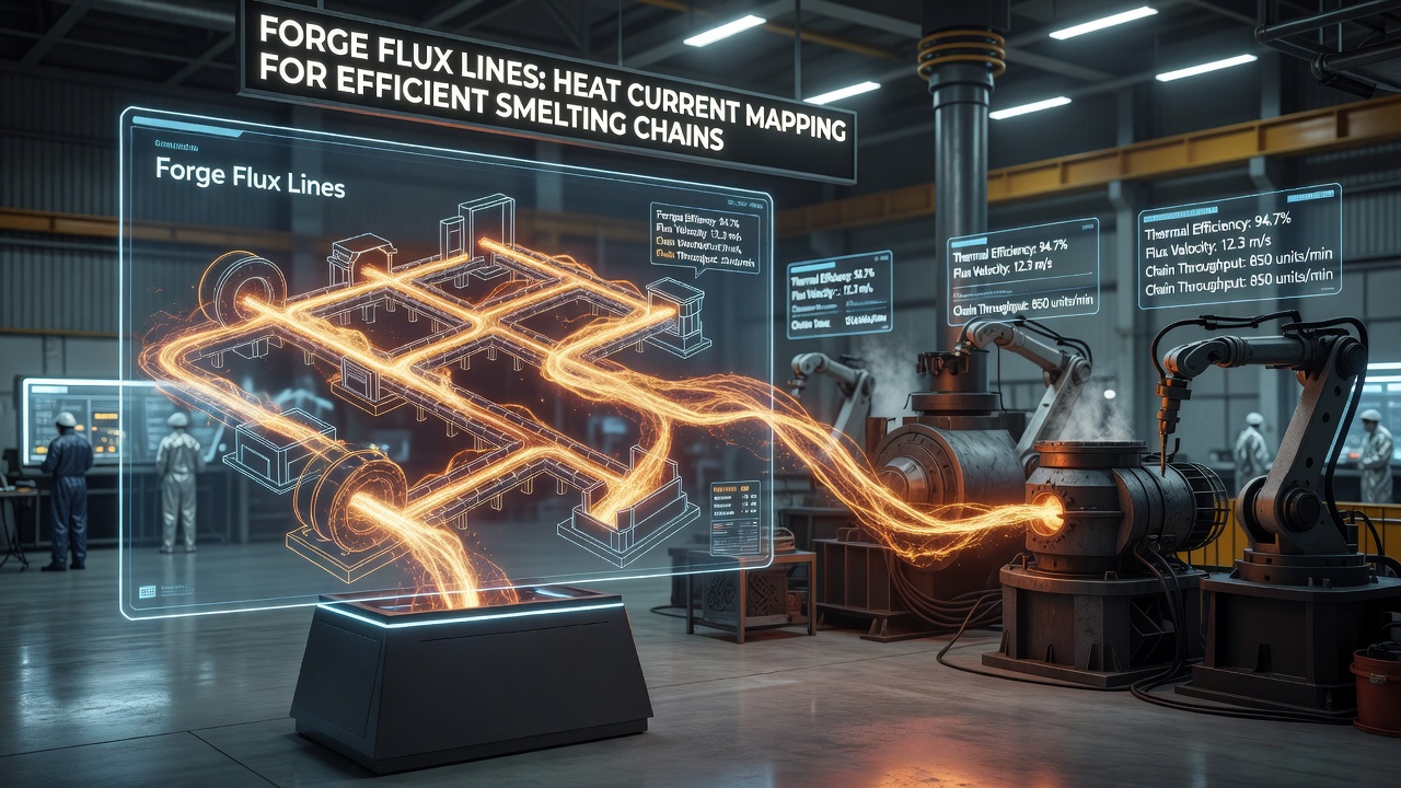 Detailed diagram of flux line routing through a multi-stage smelting chain