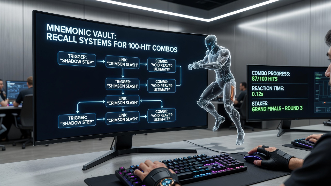 Player using mental mapping techniques during a 2D fighter tournament match