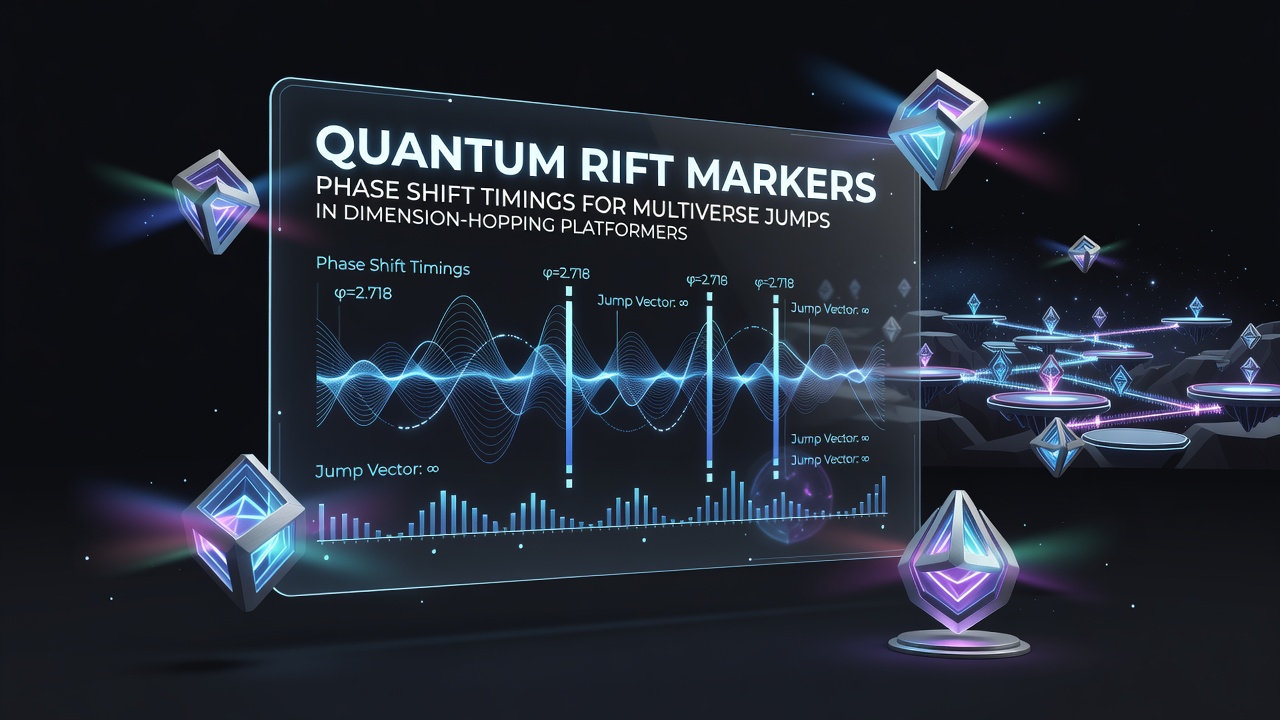 Diagram showing quantum rift markers and phase shift timing windows in a multiverse platformer level