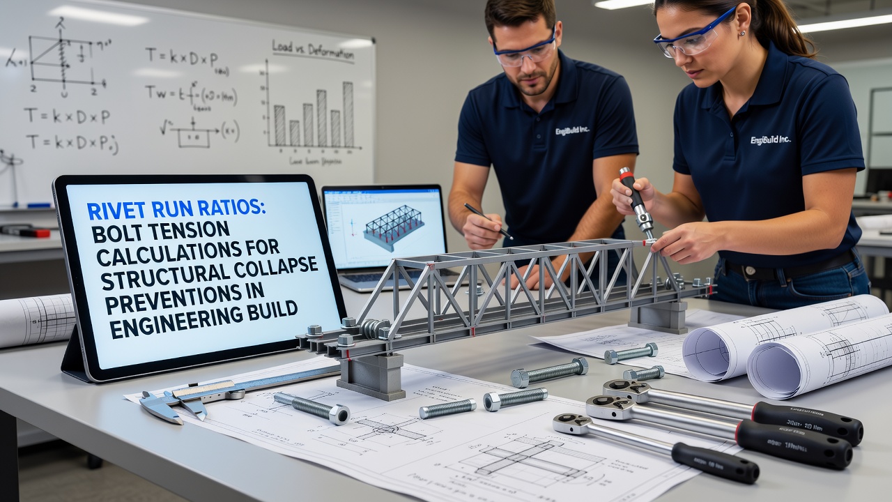 In-game screenshot of a completed structural assembly with tension readouts and rivet alignment indicators active